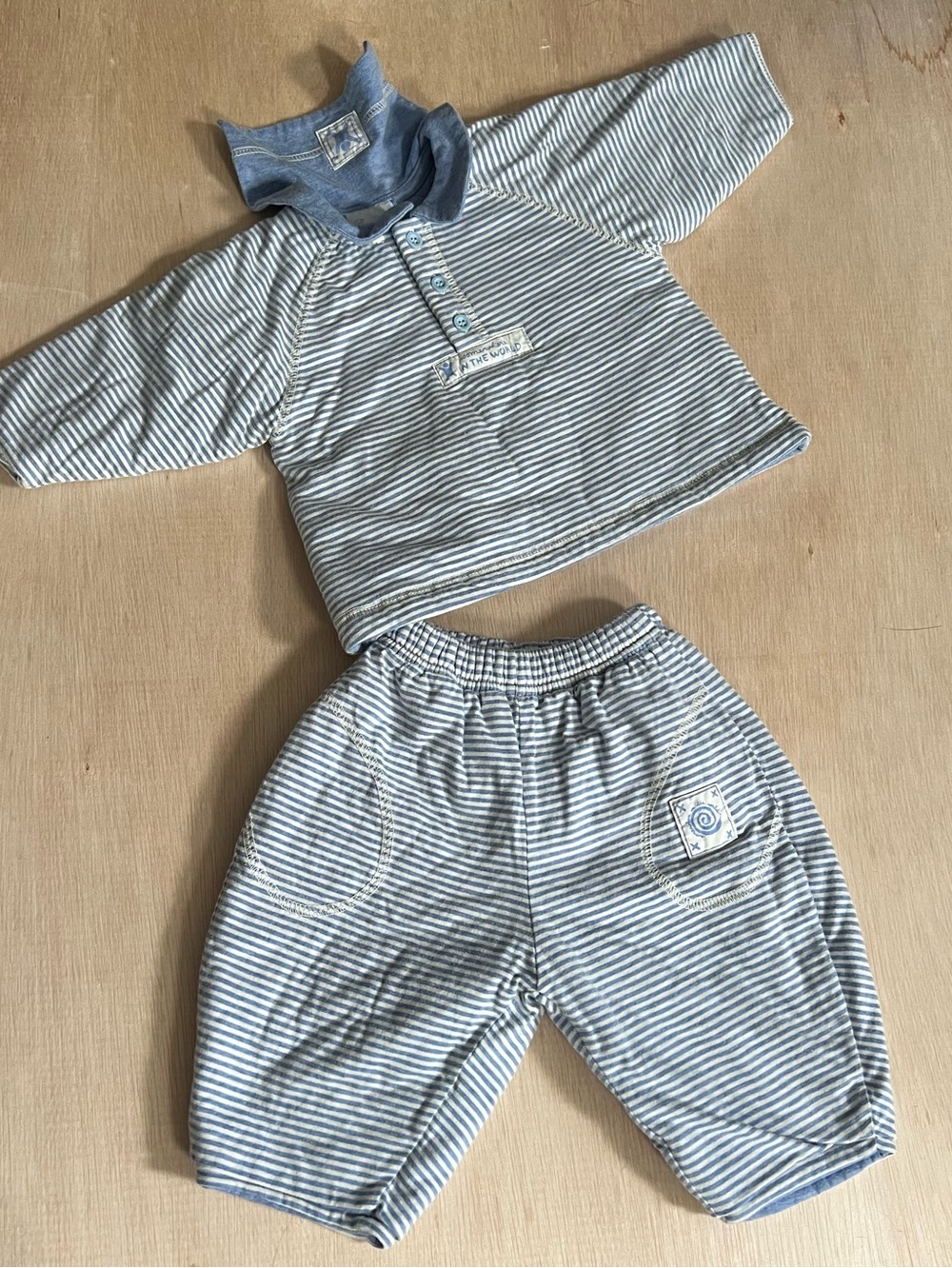 Baby Bundle: Light Blue Quilted Sweater and Pants Set